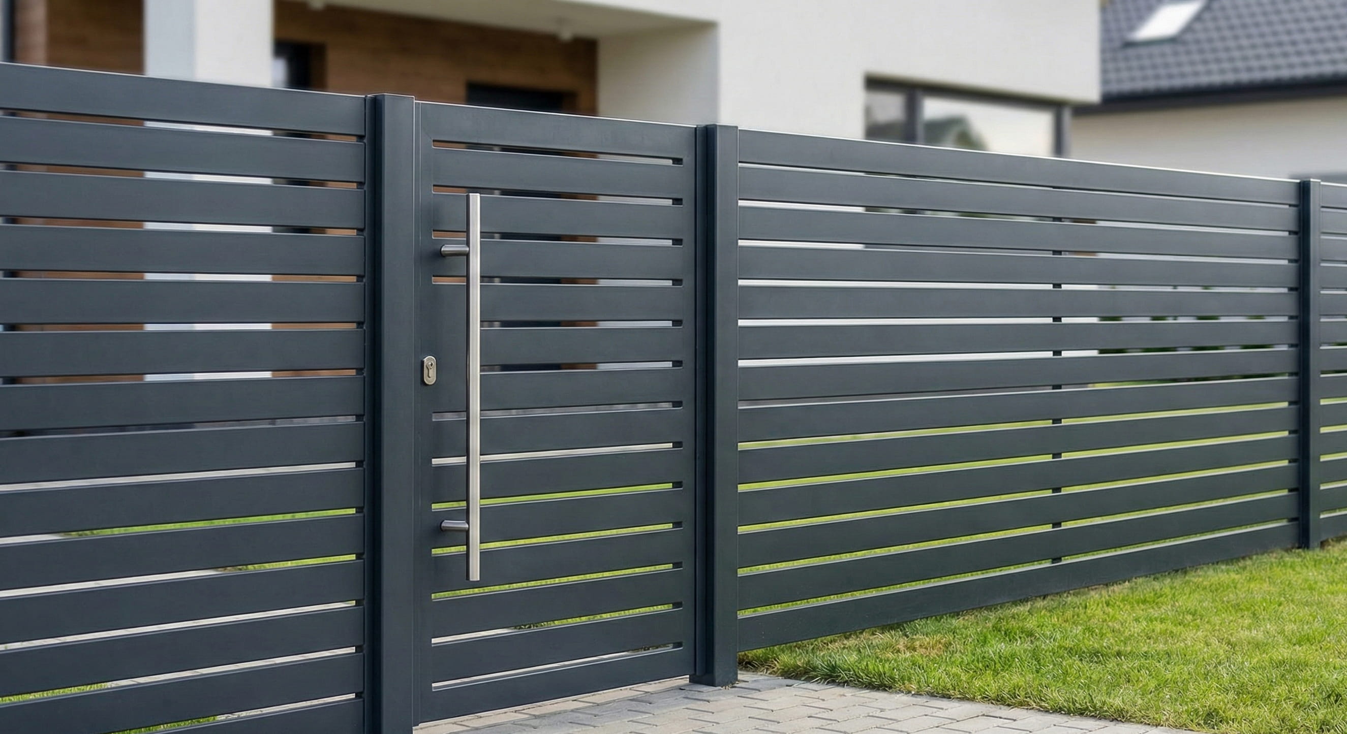 Ogrodzenie Palisadowe - Długie przęsła widok z boku